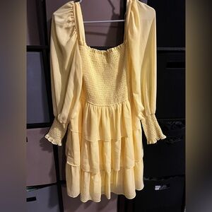 Yellow Smocked Long Sleeve Dress